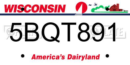 5BQT891 Wisconsin License Plate
