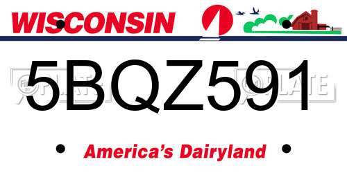 5BQZ591 Wisconsin License Plate