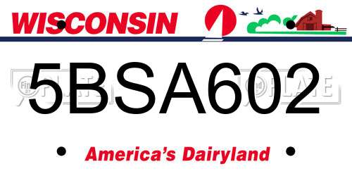 5BSA602 Wisconsin License Plate