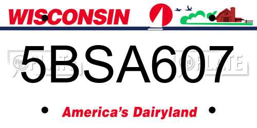 5BSA607 Wisconsin License Plate