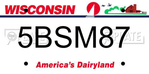5BSM87 Wisconsin License Plate