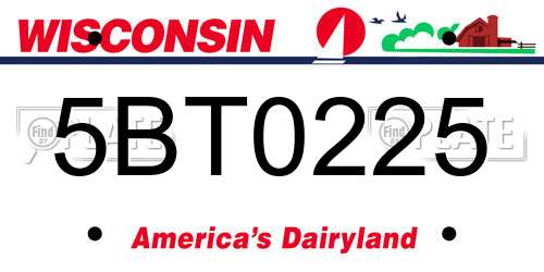 5BT0225 Wisconsin License Plate