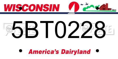 5BT0228 Wisconsin License Plate