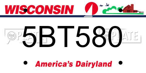 5BT580 Wisconsin License Plate