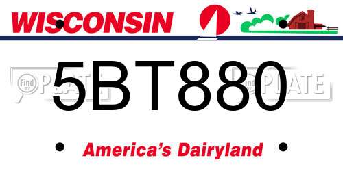 5BT880 Wisconsin License Plate