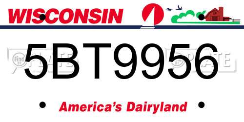 5BT9956 Wisconsin License Plate