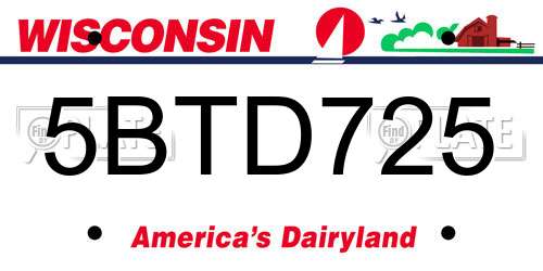 5BTD725 Wisconsin License Plate