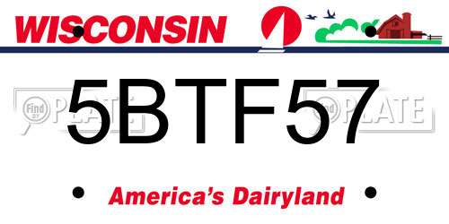 5BTF57 Wisconsin License Plate