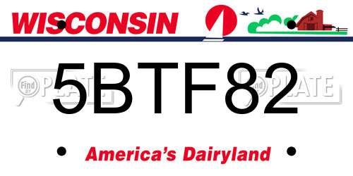 5BTF82 Wisconsin License Plate