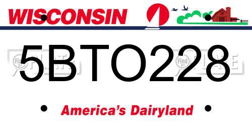 5BTO228 Wisconsin License Plate