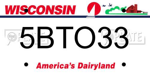 5BTO33 Wisconsin License Plate