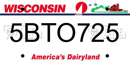 5BTO725 Wisconsin License Plate
