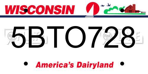 5BTO728 Wisconsin License Plate