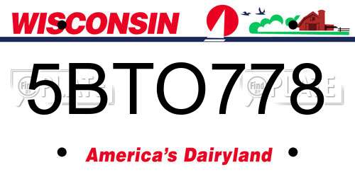 5BTO778 Wisconsin License Plate