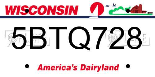 5BTQ728 Wisconsin License Plate