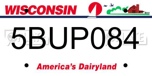 5BUP084 Wisconsin License Plate