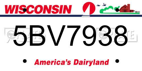 5BV7938 Wisconsin License Plate