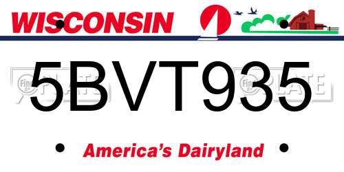 5BVT935 Wisconsin License Plate