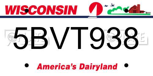 5BVT938 Wisconsin License Plate