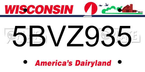 5BVZ935 Wisconsin License Plate
