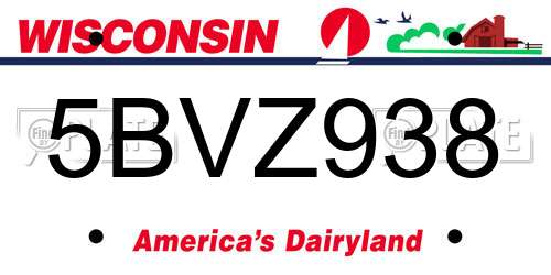 5BVZ938 Wisconsin License Plate