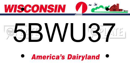 5BWU37 Wisconsin License Plate