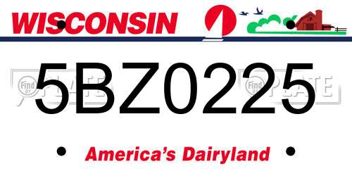 5BZ0225 Wisconsin License Plate