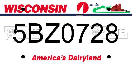 5BZ0728 Wisconsin License Plate