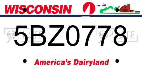 5BZ0778 Wisconsin License Plate
