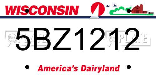 5BZ1212 Wisconsin License Plate