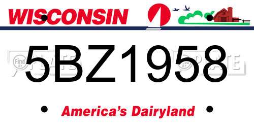 5BZ1958 Wisconsin License Plate