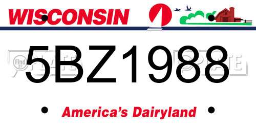 5BZ1988 Wisconsin License Plate