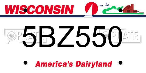 5BZ550 Wisconsin License Plate