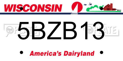 5BZB13 Wisconsin License Plate