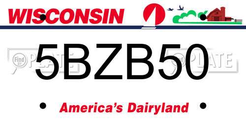 5BZB50 Wisconsin License Plate