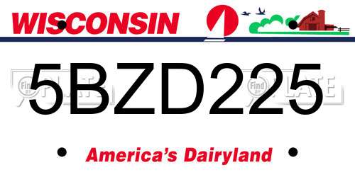 5BZD225 Wisconsin License Plate