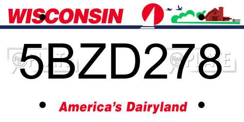 5BZD278 Wisconsin License Plate