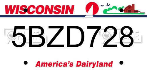 5BZD728 Wisconsin License Plate