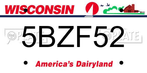 5BZF52 Wisconsin License Plate