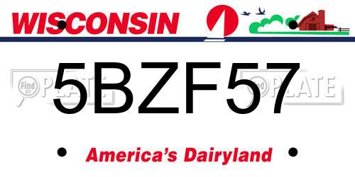 5BZF57 Wisconsin License Plate