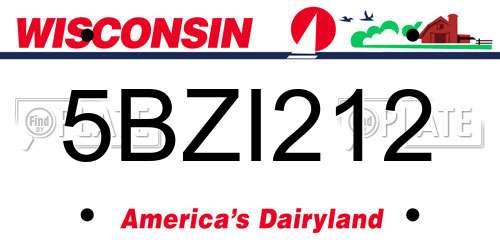 5BZI212 Wisconsin License Plate