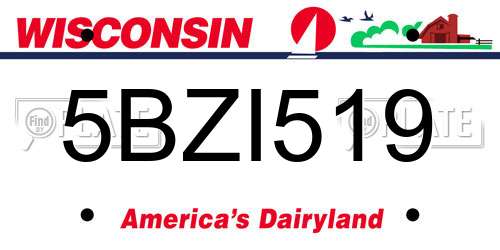 5BZI519 Wisconsin License Plate