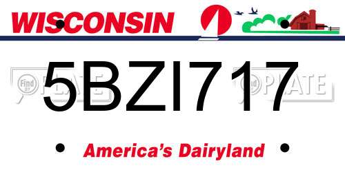 5BZI717 Wisconsin License Plate