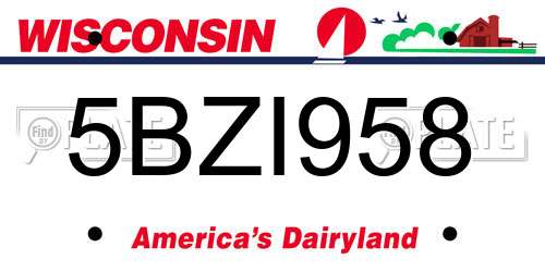 5BZI958 Wisconsin License Plate