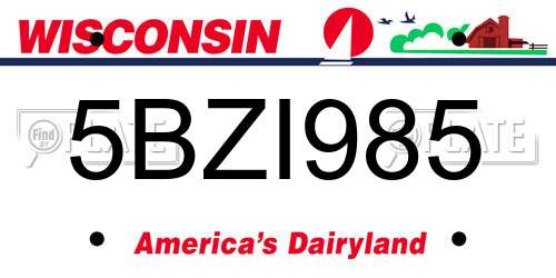 5BZI985 Wisconsin License Plate