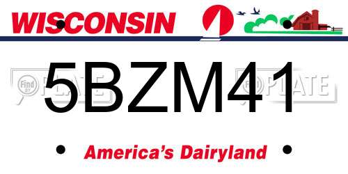 5BZM41 Wisconsin License Plate