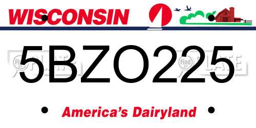 5BZO225 Wisconsin License Plate