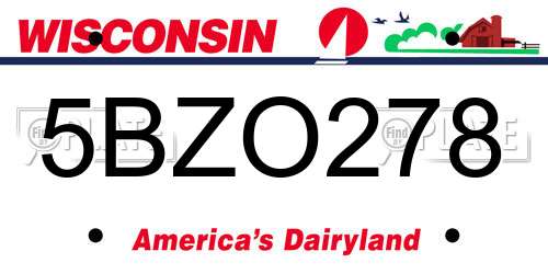 5BZO278 Wisconsin License Plate