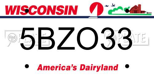 5BZO33 Wisconsin License Plate