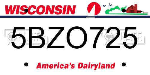 5BZO725 Wisconsin License Plate